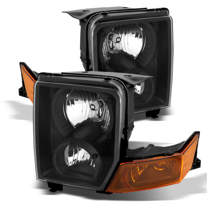 xTune Jeep Commander 06-10 Crystal Headlights Black HD-JH-JCOM06-AM-BK