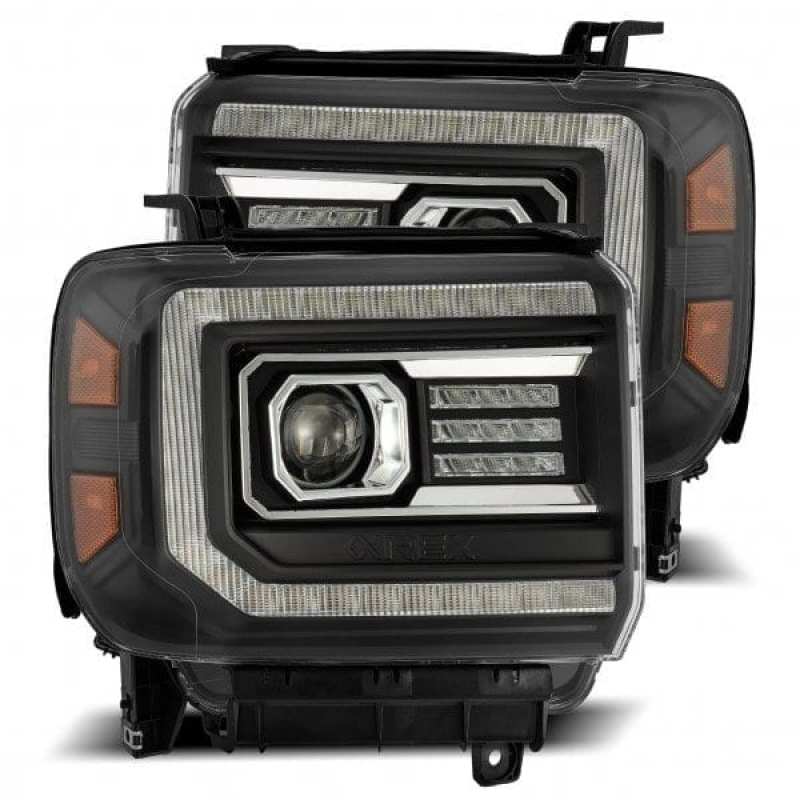 AlphaRex 14-18 GMC Sierra PRO-Series Halogen Projector Headlights Black