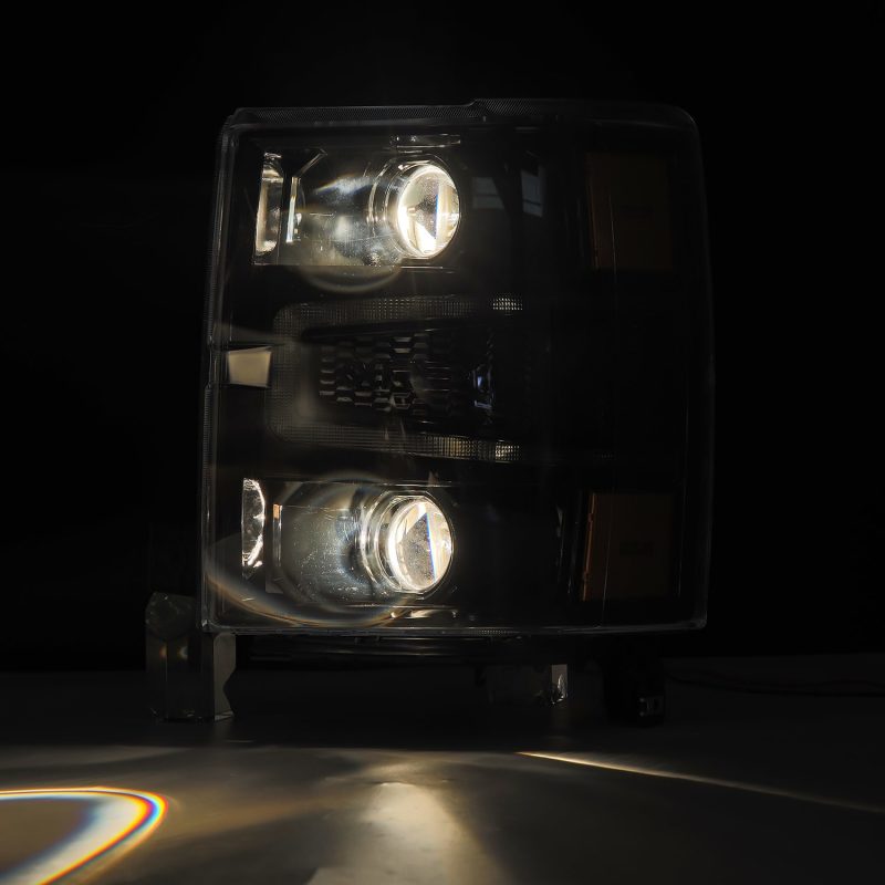 AlphaRex 14-15 Chevrolet Silverado PRO-Series Halogen Projector Headlights Alpha-Black