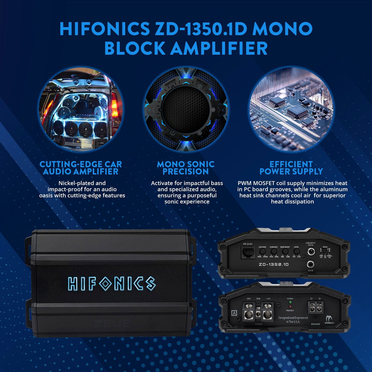 Hifonics ZD-1350.1D Zeus Delta 1350 Watt Mono Block Mobile Car Amplifier