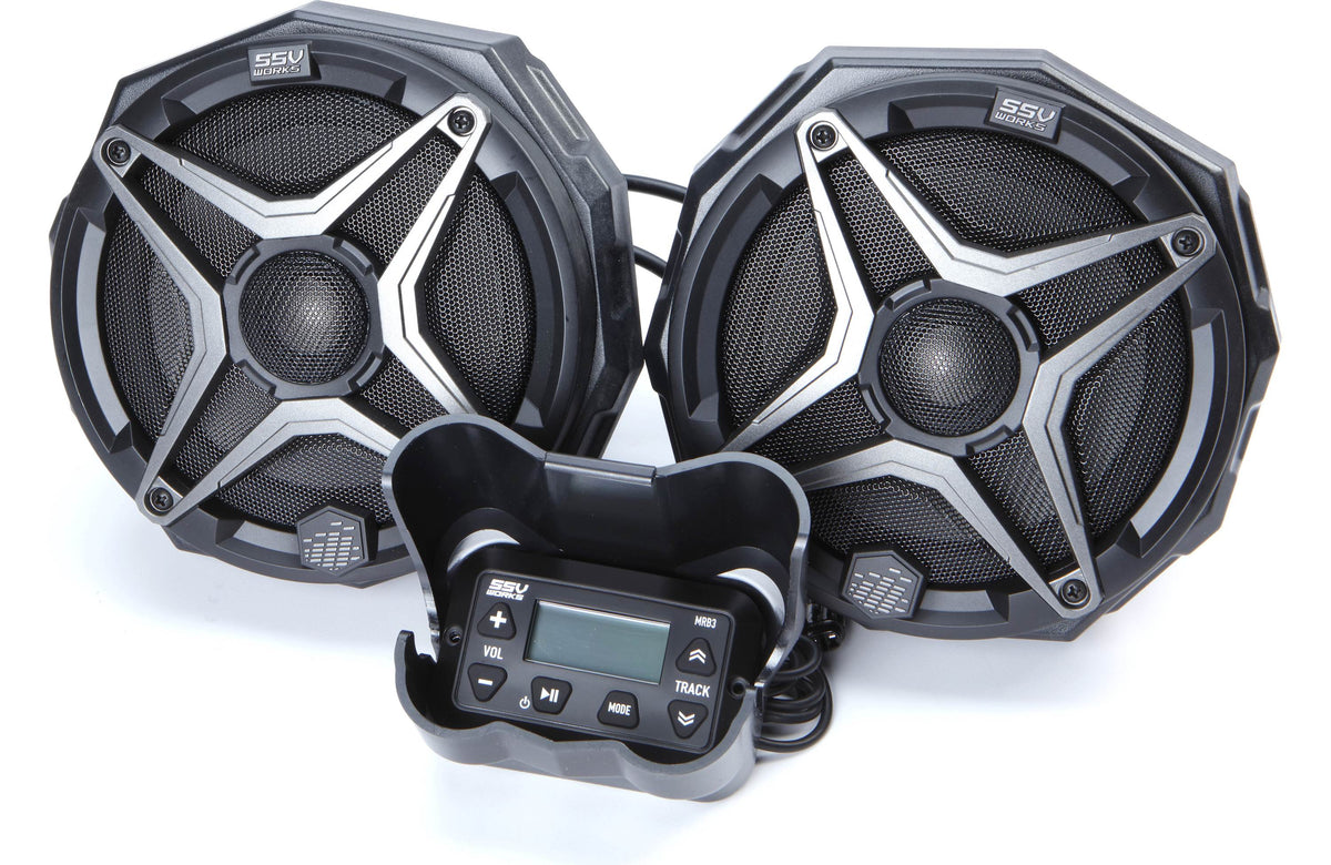 SSV Works F3-2A Audio upgrade kit for the Can Am Spyder F3: contains MRB3 receiver, SSV Works 6-3/4" speakers, and mounting k