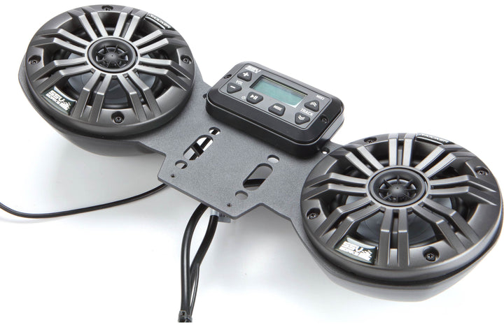 SSV Works RKR-2K 2-speaker audio kit for the Can-Am Ryker — includes the MRB3 Bluetooth controller and two Kicker 4" speakers