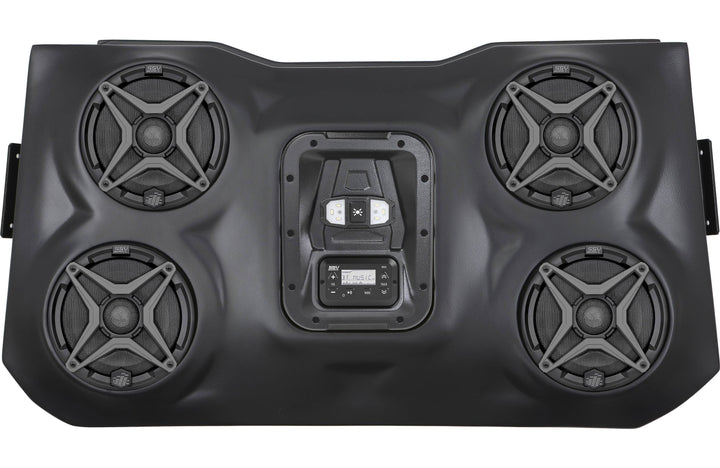 SSV Works 170-WP3-RZ3O4A Custom-fit overhead soundbar with a digital media receiver and four WP-A6 speakers — designed to fit in select Polaris RZR 2-seaters