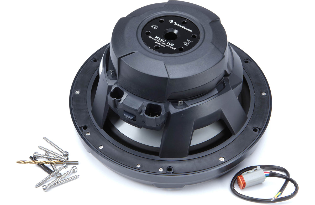 Rockford Fosgate M1D2-10B M1 Series 10" marine subwoofer with dual 2-ohm voice coils and RGB LED lighting (Black)