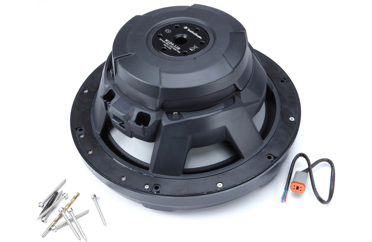 Rockford Fosgate M1D4-12B M1 Series 12" marine subwoofer with dual 4-ohm voice coils and RGB LED lighting (Black)