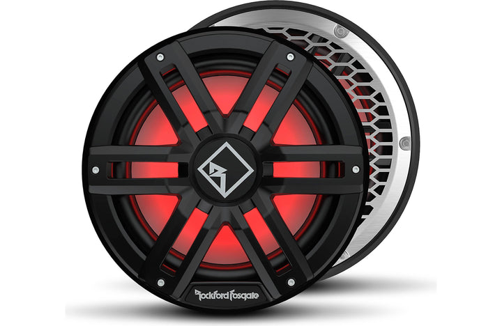 Rockford Fosgate M2D4-12SB M2 Series 12" marine subwoofer with dual 4-ohm voice coils and RGB LED lighting — for sealed enclosures (Black)