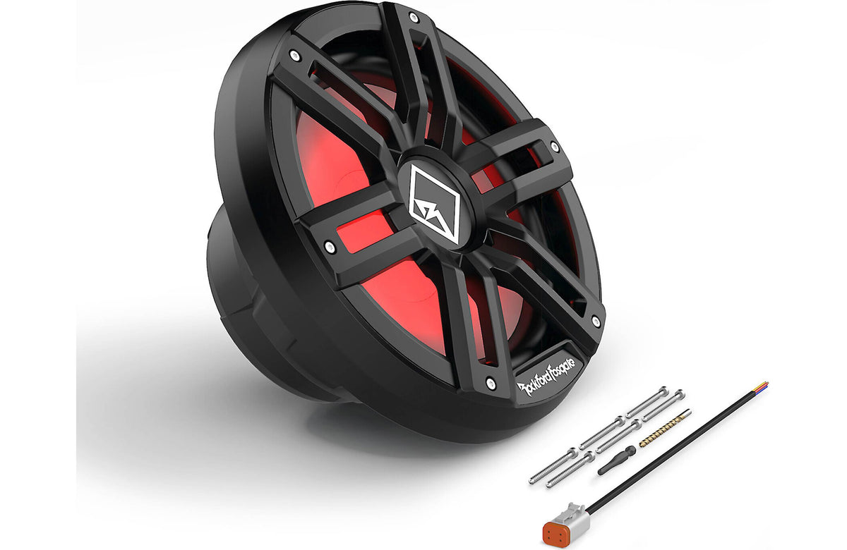 Rockford Fosgate M2D4-12SB M2 Series 12" marine subwoofer with dual 4-ohm voice coils and RGB LED lighting — for sealed enclosures (Black)