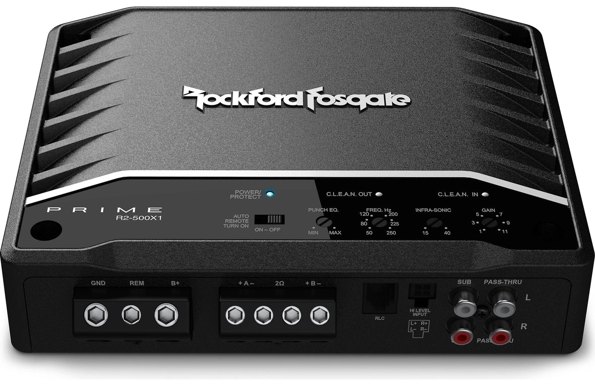 Rockford Fosgate R2-500X1 Prime Series mono subwoofer amplifier — 500 watts RMS x 1 at 2 ohms