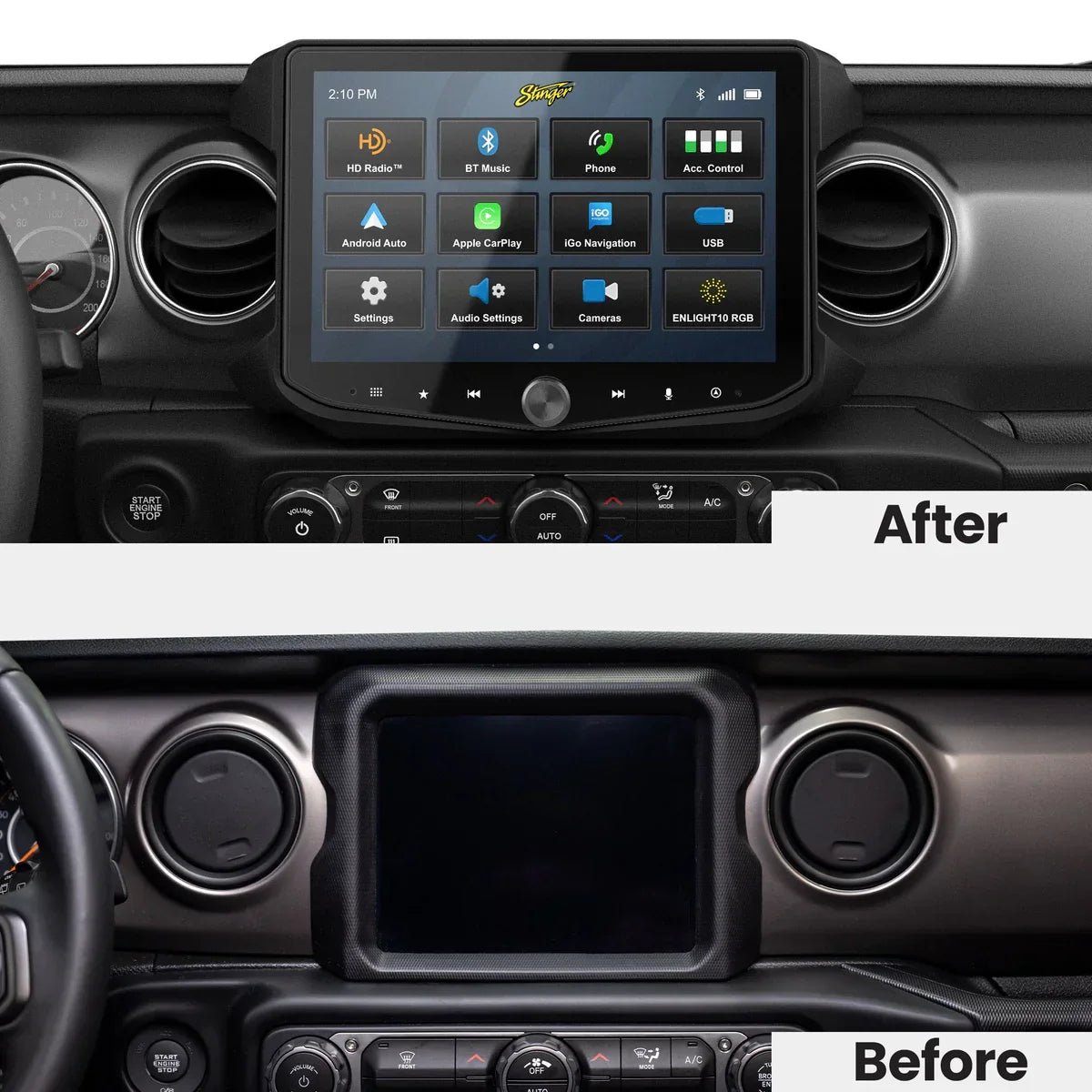 HEIGH10+ Jeep Wrangler JL (2018-2023)/Gladiator JT (2020-2023) 10" Radio Fully Integrated Kit | Displays Vehicle Information 