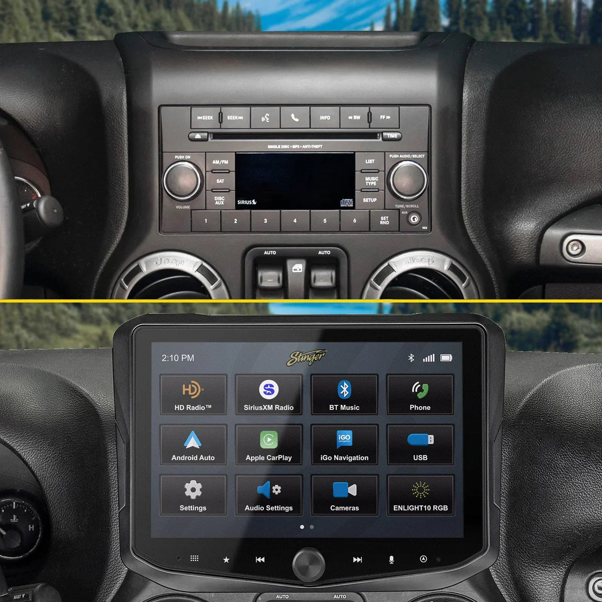 HORIZON10 Jeep Wrangler JK (2011-2018) 10" Radio Fully Integrated Kit with Backup Camera & Spare Tire Mount