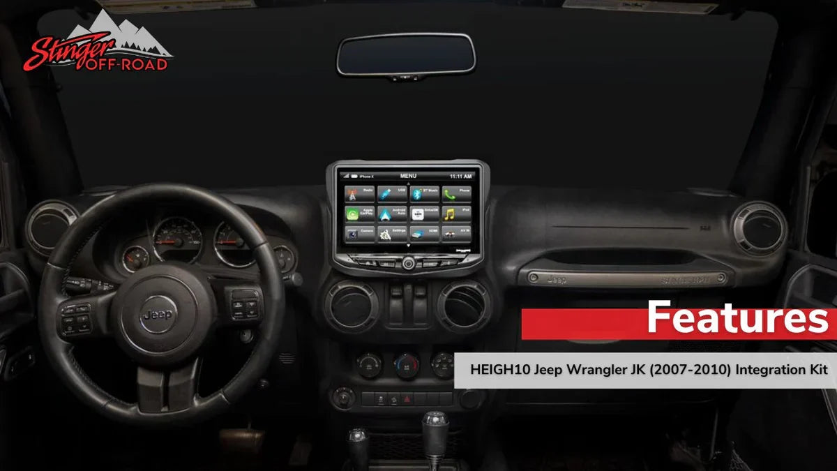 HEIGH10 Jeep Wrangler JK (2007-2010) 10" Radio Kit with Spare Tire Backup Camera