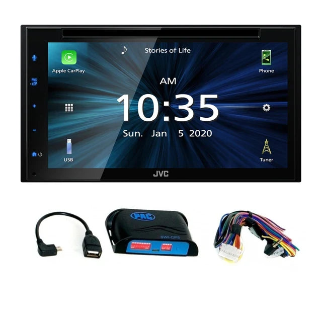 JVC KW-V660BT 6.8" Touchscreen Receiver Compatible with Apple CarPlay & Android Auto Bundled with SWI-CP5 Steering Wheel Interface