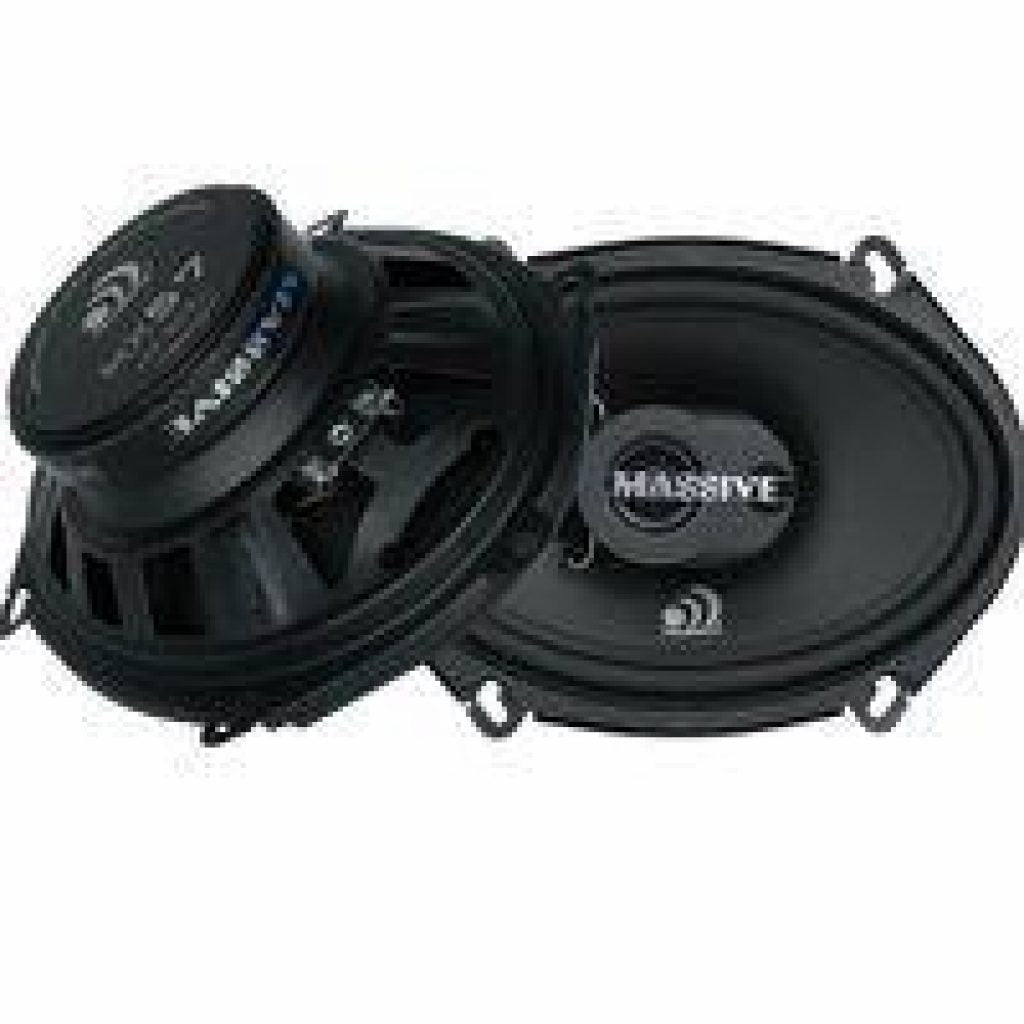 Massive Audio MX57-5X7 / 6x8, 50 Watts RMS, MX Series Coaxial Speakers, 13mm Dome Ferro Fluid Tweeters, 1 “ High Temp Voice Coils, 12dB Crossovers, 4 Ohm (Sold AS Pair)