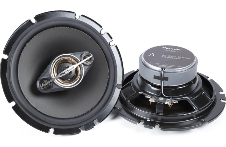 Pioneer TS-A1681F, 4-Way Coaxial Car Audio Speakers, Full Range, Clear Sound Quality, Easy Installation and Enhanced Bass Response, Black and Gold Colored 6.5” Round Speakers