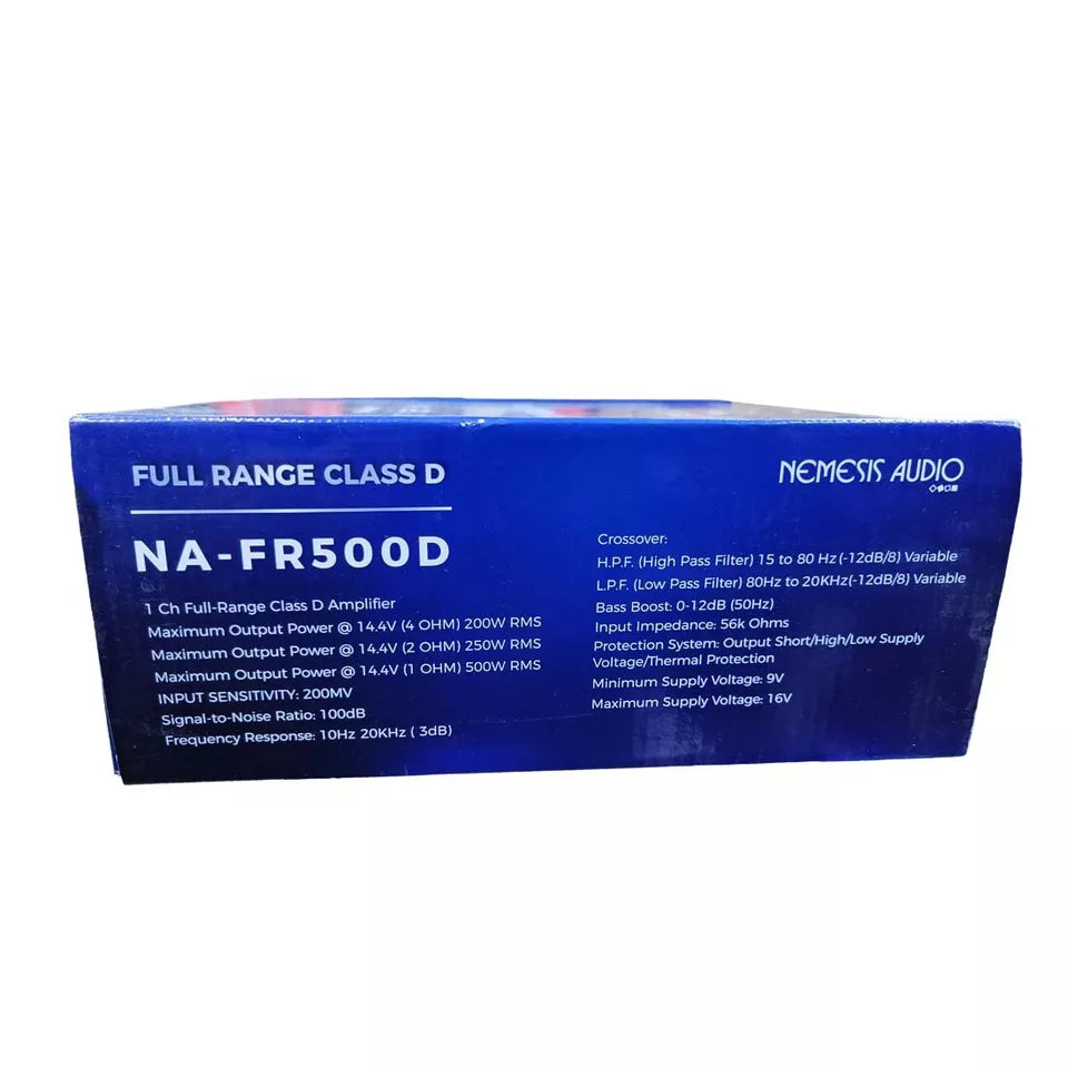 Nemesis Audio NA-FR500D 1-CH Monoblock 500W RMS Class-D Full-Range Car Amplifier