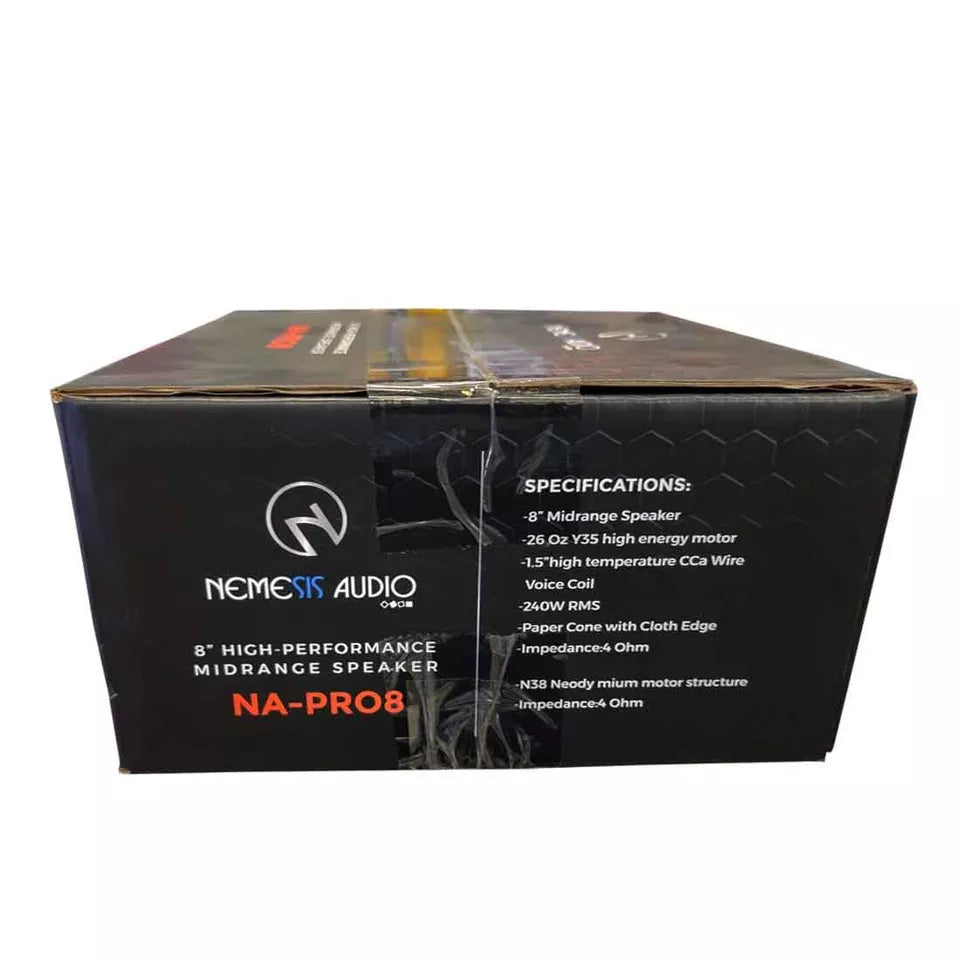 Nemesis Audio NA-PRO8 8" 240W RMS 4-Ohms High-Performance Midrange Speaker