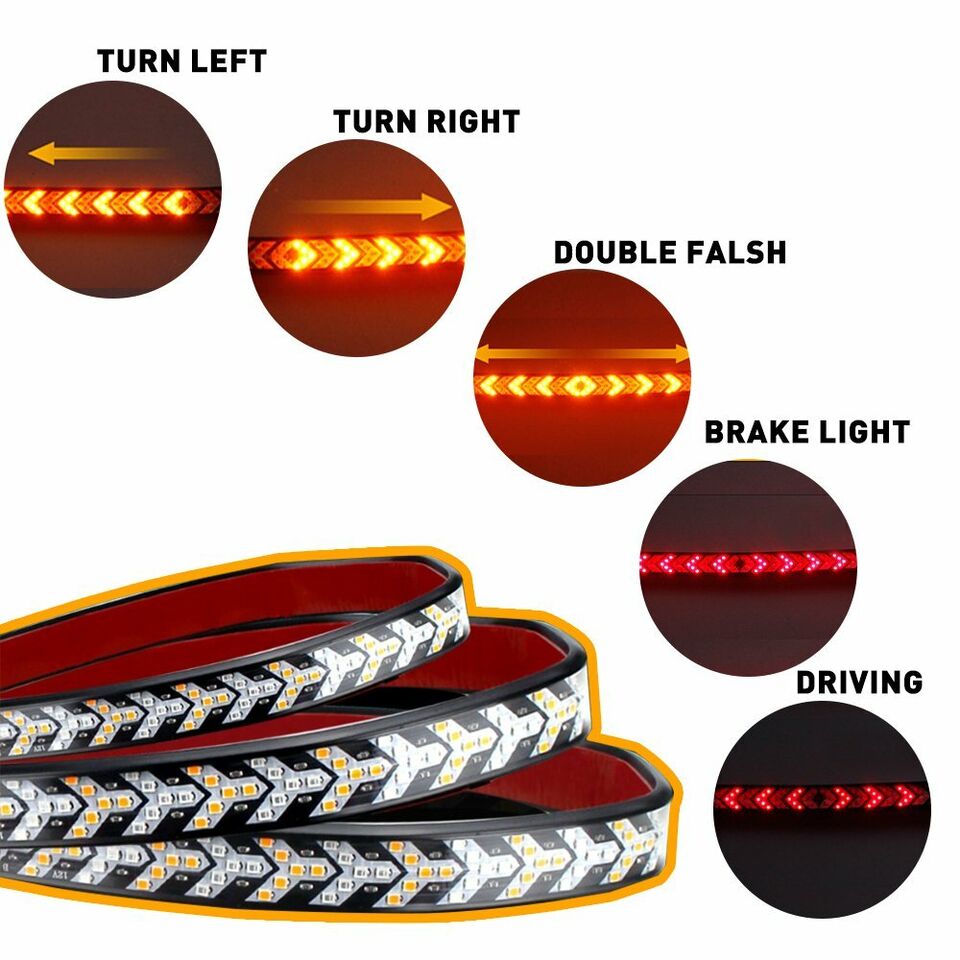 ECA Tailgate LED Bar 60" inch Sequential parking, Brake, turning signal Lights. Universal Fitment: Ram 1500, F150, F250, Silv